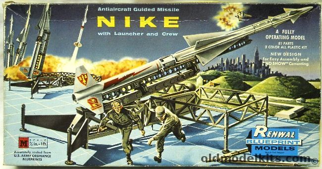 Renwal 1/32 Nike Ajax Anti-Aircraft Guided Missile - MIM-3 With Launcher and Crew, 550-149 plastic model kit